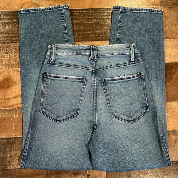 Good American Good Curve Straight Jeans Natural Fray Hem Blue 868 - Picture 6 of 8